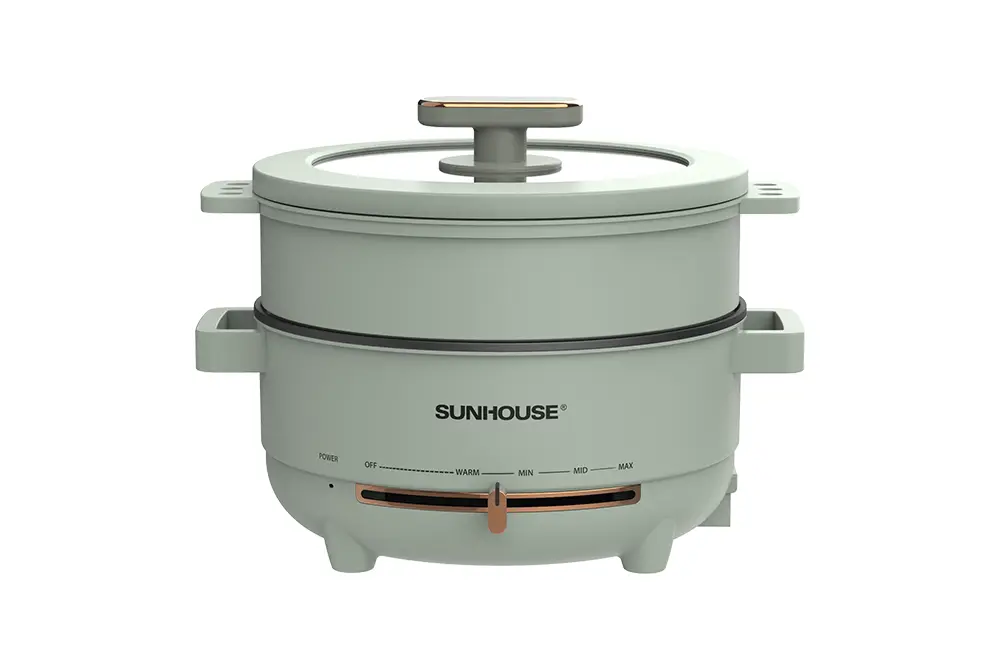 Lẩu điện đa năng SUNHOUSE SHD4540 4 lít kèm nắp kính và khay hấp