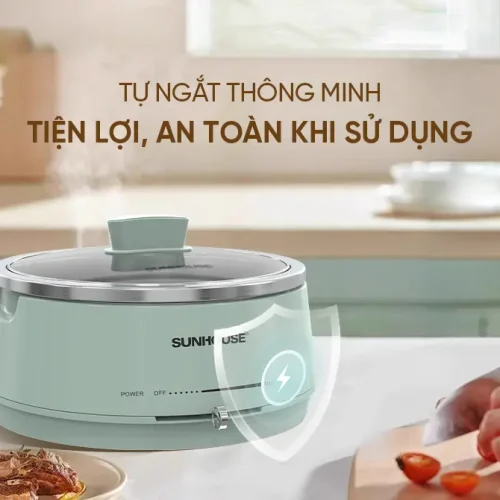 Lẩu điện SUNHOUSE SHD4543 hiển thị tính năng tự ngắt an toàn