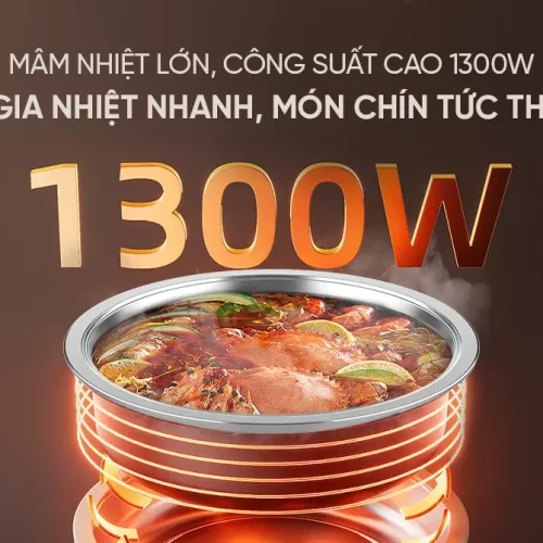 Lẩu điện SUNHOUSE SHD4543 công suất 1300W gia nhiệt nhanh với lòng nồi inox 304 4 lít
