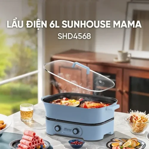 Lẩu điện SUNHOUSE SHD4568 6 lít hai ngăn nướng và lẩu