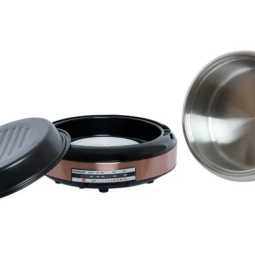 Bộ nồi lẩu nướng điện SUNHOUSE SHD4526 1300W với nắp, thân bếp và khay inox