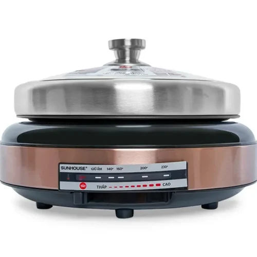 Lẩu điện SUNHOUSE SHD4526 1300W lẩu nướng với nắp inox nhìn chính diện