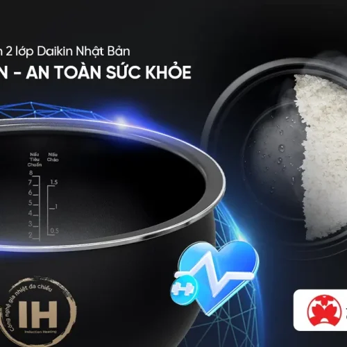 Lòng nồi chống dính 2 lớp của nồi cơm điện SUNHOUSE SHD8827