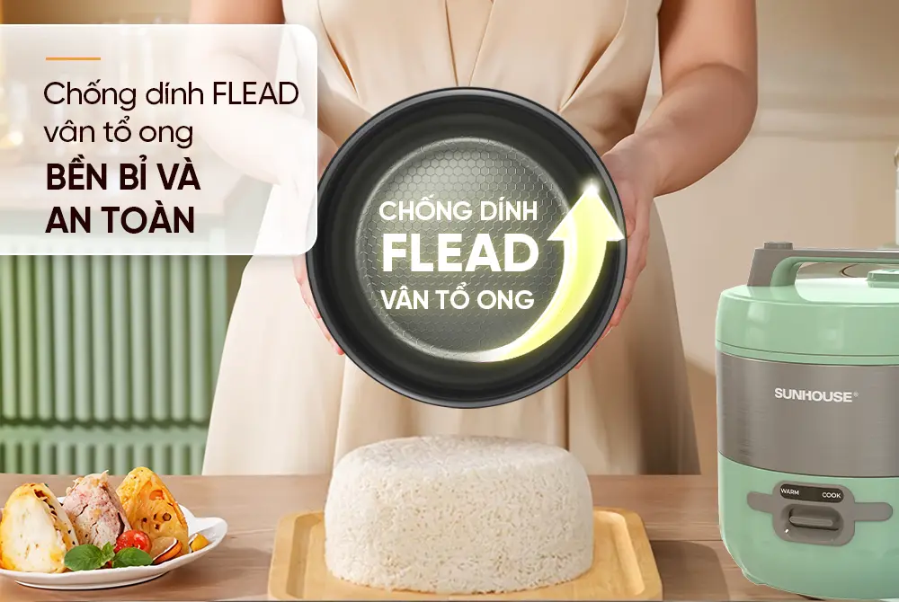Lòng nồi chống dính FLEAD của nồi cơm điện SUNHOUSE SHD8221