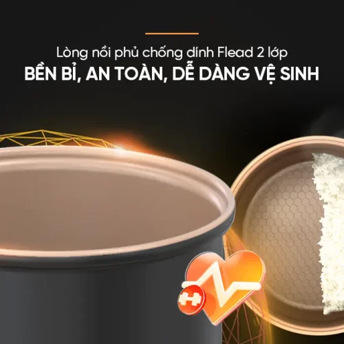 Lòng nồi chống dính Flead 2 lớp của nồi cơm điện SUNHOUSE SHD8200