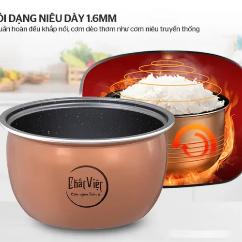 Lòng nồi dày 1,6 mm của nồi cơm điện SUNHOUSE SHD8627
