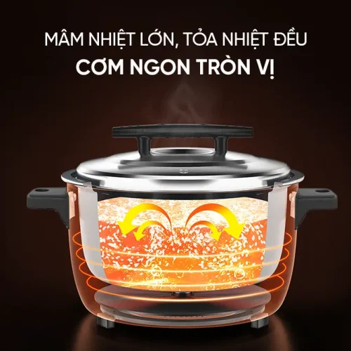 Mâm nhiệt lớn tỏa nhiệt đều của nồi cơm điện SUNHOUSE SHD8156 5.6 lít
