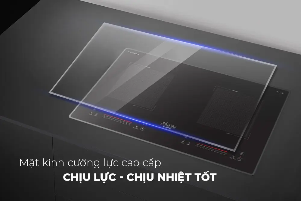 Mặt kính cường lực của bếp điện từ đôi SUNHOUSE MMB24LC