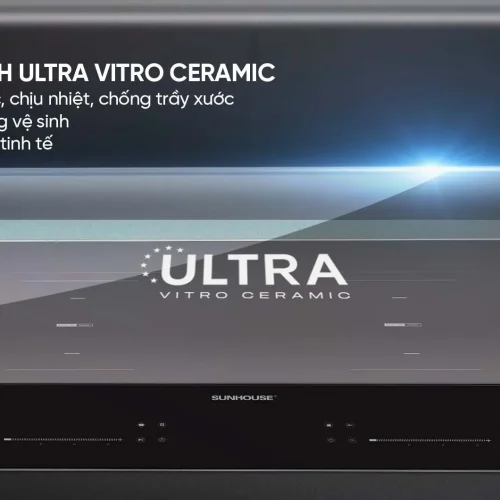 Mặt kính Ultra Vitro Ceramic của bếp điện từ đôi SUNHOUSE SHB588-AC