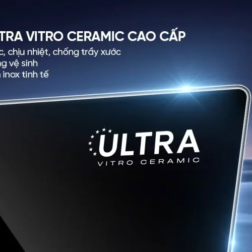 Mặt kính Ultra Vitro Ceramic cao cấp của bếp điện từ đôi SUNHOUSE SHB82012
