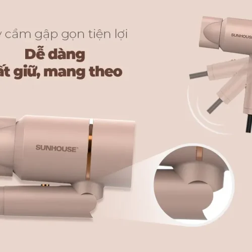 Máy sấy tóc SUNHOUSE SHD2313 1000W với tay cầm gập gọn tiện mang theo