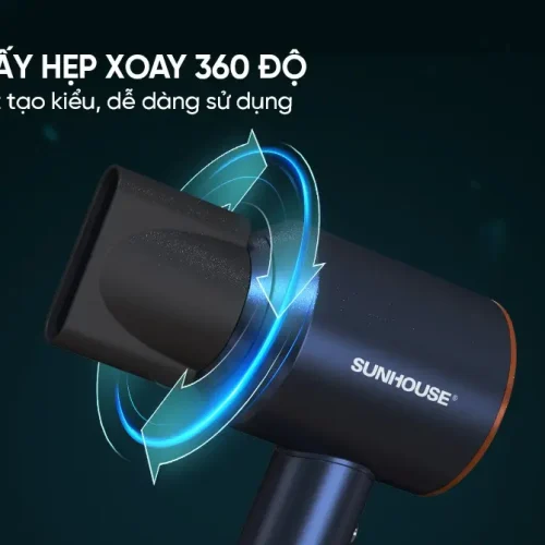 Máy sấy tóc SUNHOUSE SHD2321 1500W với đầu sấy hẹp xoay 360 độ màu đen