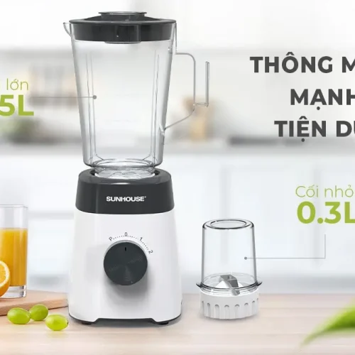 Máy xay sinh tố SUNHOUSE SHD5114 với cối lớn 1.5L và cối nhỏ 0.3L