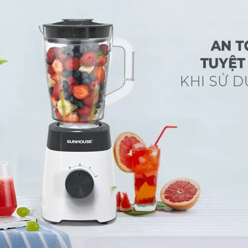 Máy xay sinh tố SUNHOUSE SHD5114 với cối nhựa và trái cây