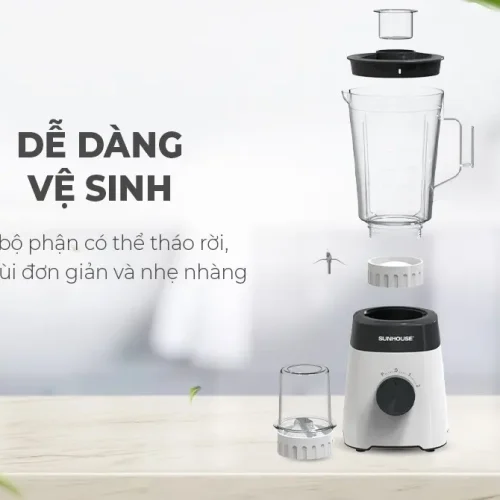 Máy xay sinh tố SUNHOUSE SHD5114 với các bộ phận tháo rời dễ vệ sinh