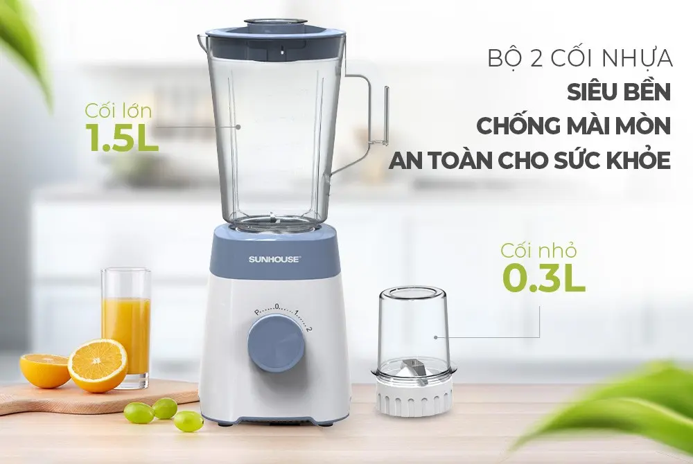 Máy xay sinh tố SUNHOUSE SHD5117MT - 450W, Đa năng, Cối nhựa - Ảnh 3