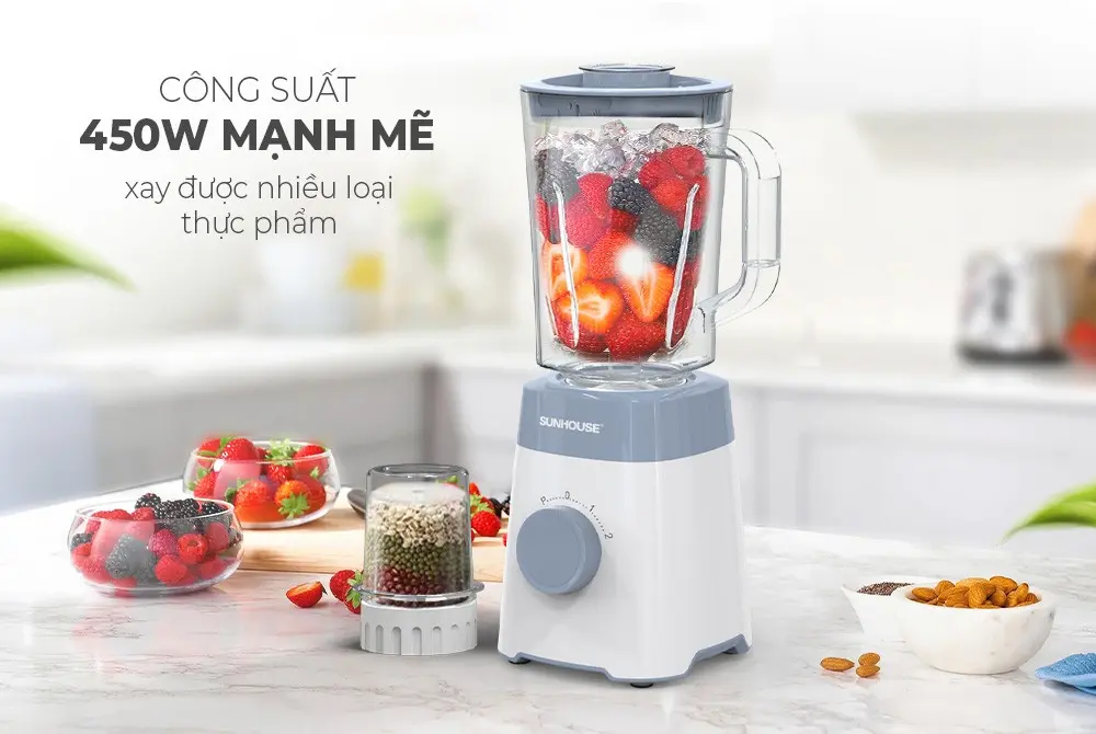 Máy xay sinh tố SUNHOUSE SHD5117MT - 450W, Đa năng, Cối nhựa - Ảnh 5