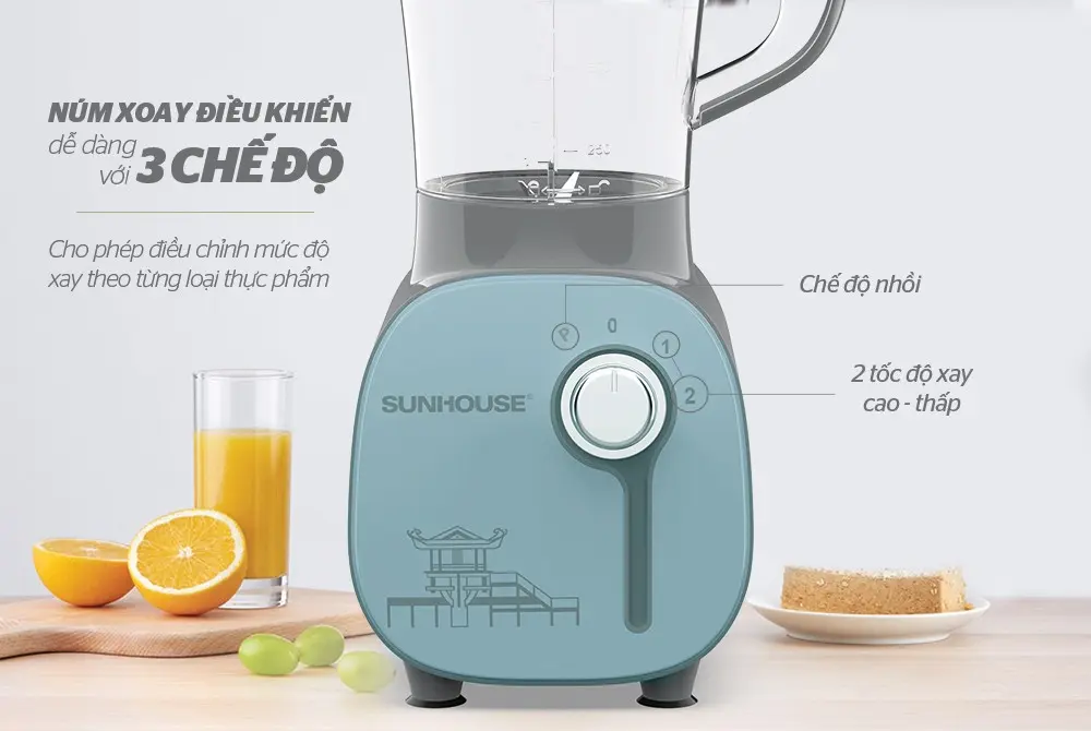 Núm xoay 3 chế độ của máy xay sinh tố SUNHOUSE SHD5312B