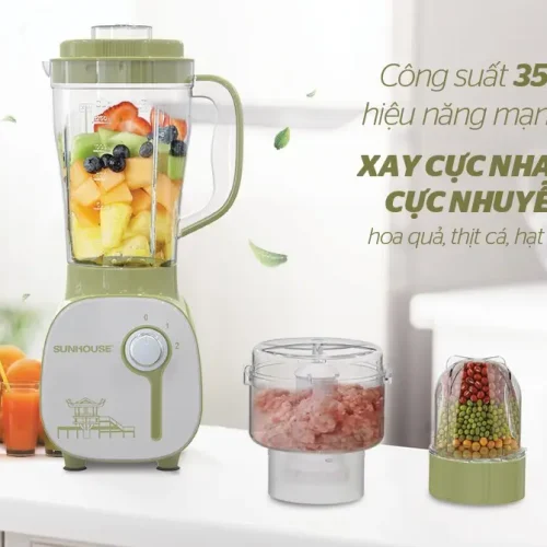 Máy xay sinh tố SUNHOUSE SHD5312G màu xanh lá kèm cối xay thịt và cối xay nhỏ
