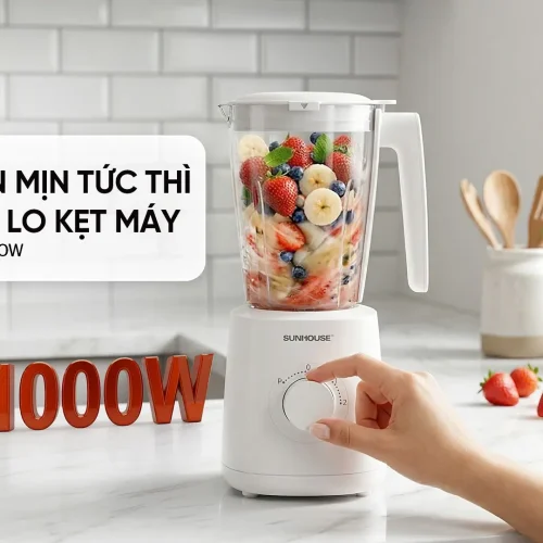 Máy xay sinh tố SUNHOUSE SHD5318 công suất 1000W với cối nhựa xay trái cây