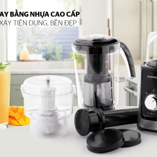 Máy xay sinh tố SUNHOUSE SHD5322B 220W đa năng với 3 cối nhựa