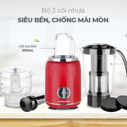 Máy xay sinh tố SUNHOUSE SHD5330R kèm 3 cối xay nhựa đa năng