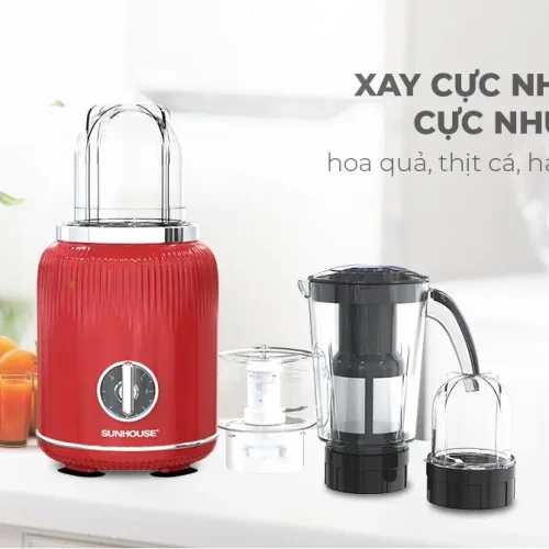 Máy xay sinh tố đa năng SUNHOUSE SHD5330R màu đỏ cùng 3 cối xay