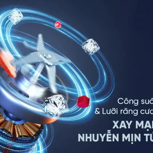 Lưỡi dao 4 cánh và mô tơ 600W của máy xay sinh tố SUNHOUSE SHD5335