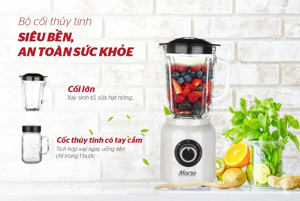 Máy xay sinh tố SUNHOUSE SHD5353W - 700W, Đa năng, Cối thủy tinh - Ảnh 5