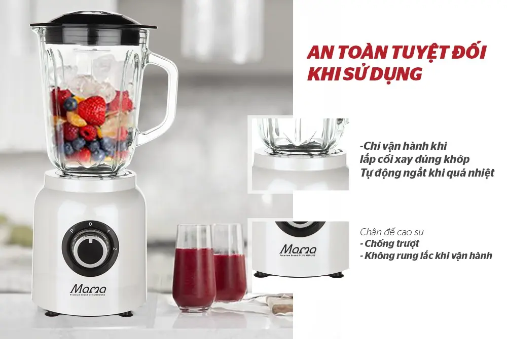 Máy xay sinh tố SUNHOUSE SHD5353W - 700W, Đa năng, Cối thủy tinh - Ảnh 10