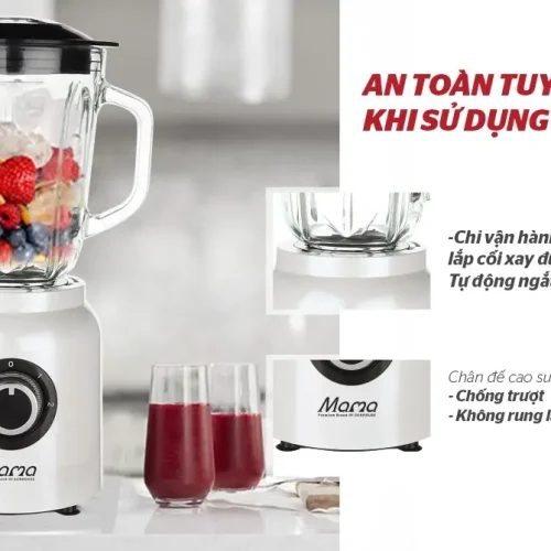 Tính năng an toàn và chân đế chống trượt của máy xay sinh tố SUNHOUSE SHD5353W