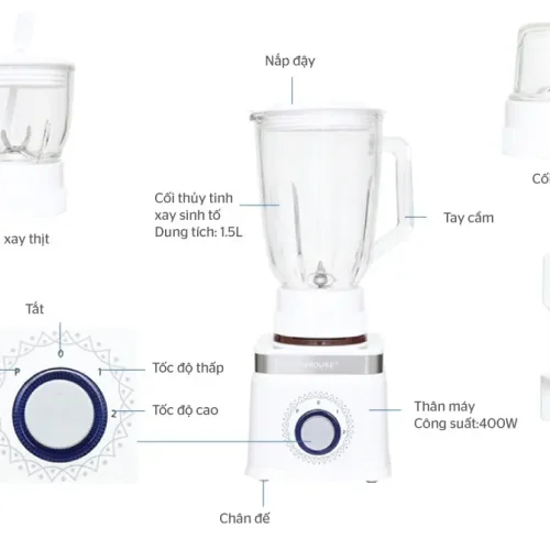 Máy xay sinh tố SUNHOUSE SHD5582WR cùng bộ 3 cối xay