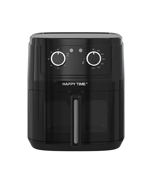 Nồi chiên không dầu Happy Time màu đen với núm xoay cơ