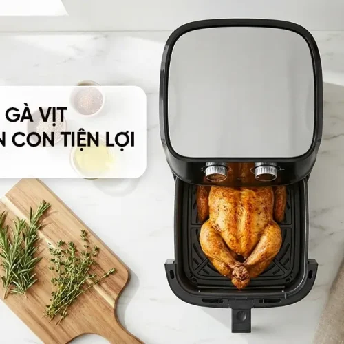 Nồi chiên không dầu SUNHOUSE HTD4031 dung tích 8 lít nướng gà nguyên con tiện lợi