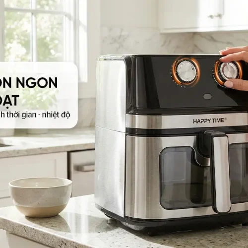 Núm xoay điều chỉnh thời gian và nhiệt độ của nồi chiên không dầu SUNHOUSE HTD4031 8 lít