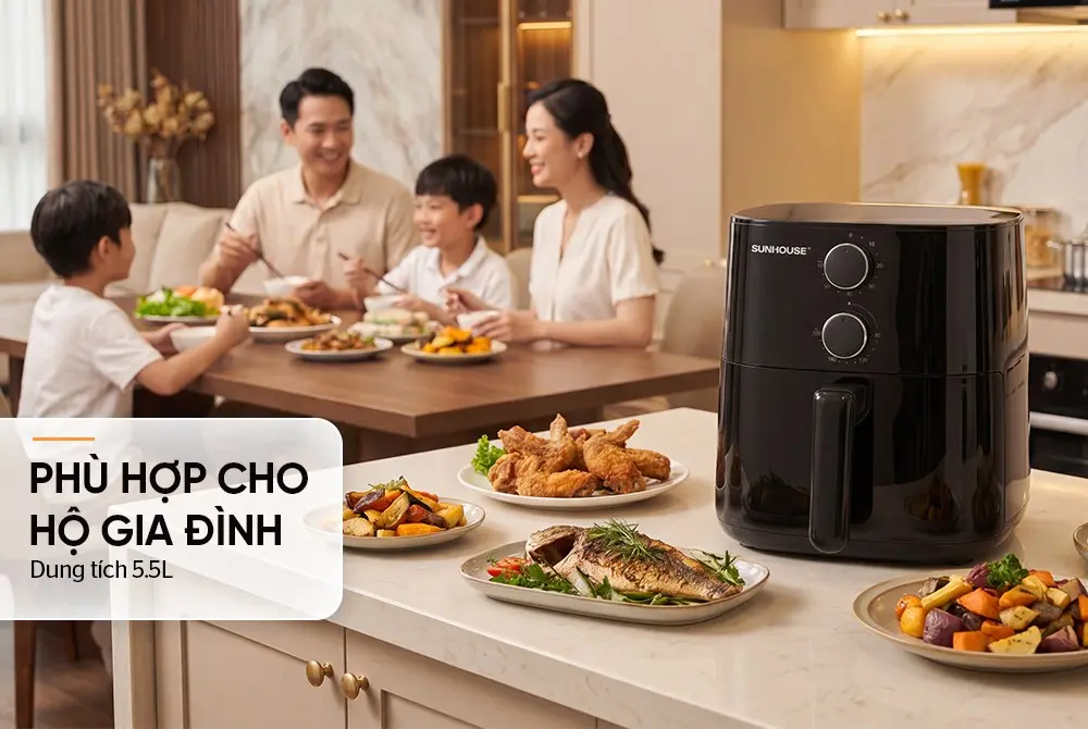 Nồi chiên không dầu SUNHOUSE SHD4013 - 1500W, 5.5 lít - Ảnh 8