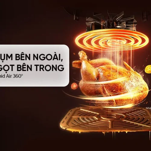 Nồi chiên không dầu SUNHOUSE SHD4013 nướng gà vàng giòn với công nghệ Rapid Air 360 độ