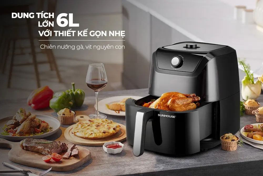 Nồi chiên không dầu SUNHOUSE SHD4028 - 1700W, 6 lít - Ảnh 3