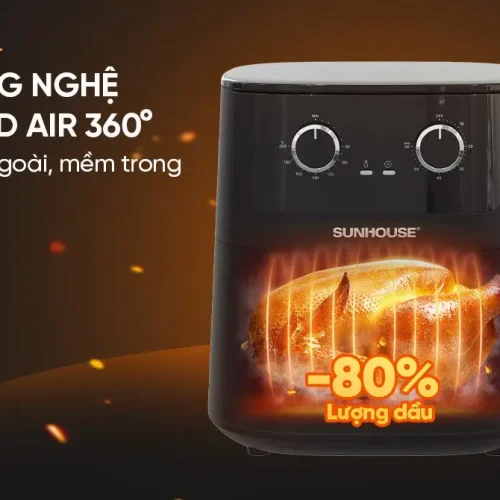 Nồi chiên không dầu SUNHOUSE SHD4034 8 lít ứng dụng công nghệ Rapid Air 360 độ