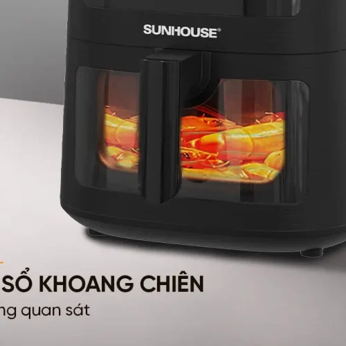 Cửa sổ quan sát khoang chiên của nồi chiên không dầu SUNHOUSE SHD4034 8 lít