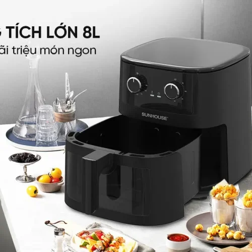 Nồi chiên không dầu SUNHOUSE SHD4034 8 lít với khay chiên mở
