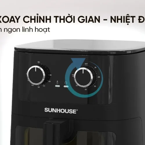 Núm xoay chỉnh thời gian và nhiệt độ của nồi chiên không dầu SUNHOUSE SHD4034