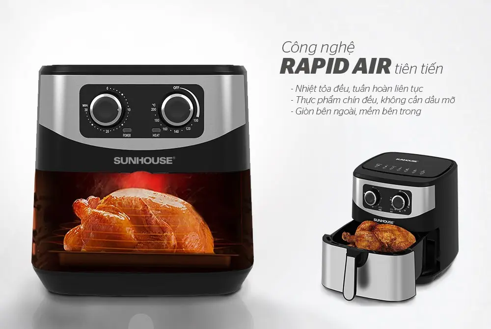 Nồi chiên không dầu SUNHOUSE SHD4035 - 1800W, 9 lít - Ảnh 6
