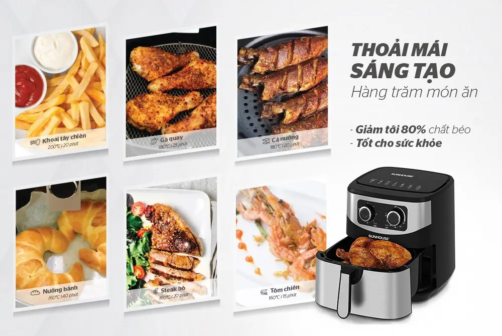Nồi chiên không dầu SUNHOUSE SHD4035 - 1800W, 9 lít - Ảnh 7
