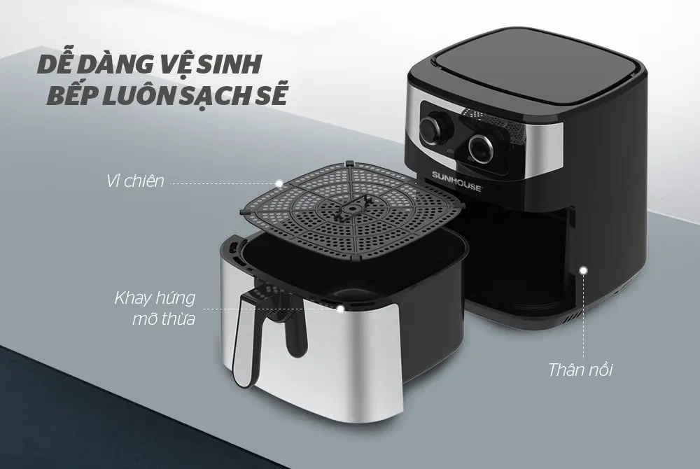 Nồi chiên không dầu SUNHOUSE SHD4035 - 1800W, 9 lít - Ảnh 10