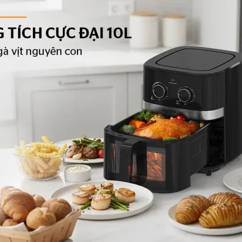 Nồi chiên không dầu SUNHOUSE SHD4039 10 lít nướng gà nguyên con