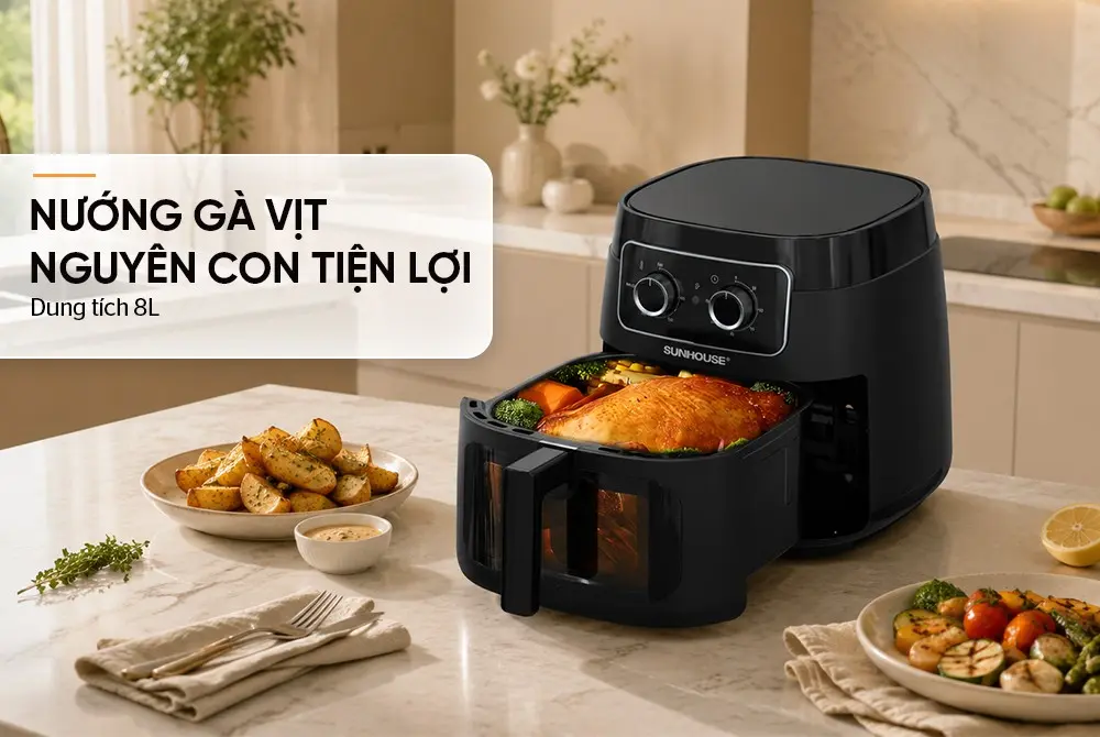 Nồi chiên không dầu SUNHOUSE SHD4042 - 1750W, 8 lít - Ảnh 8