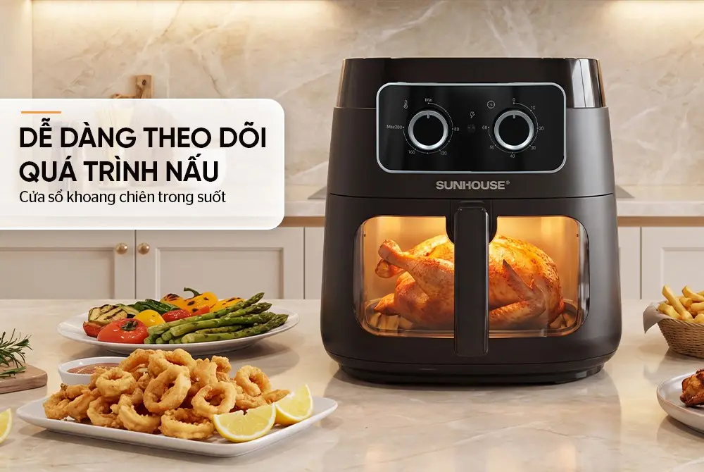 Nồi chiên không dầu SUNHOUSE SHD4042 - 1750W, 8 lít - Ảnh 9