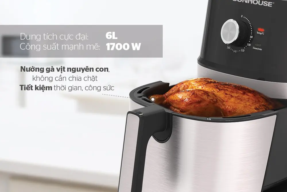 Nồi chiên không dầu SUNHOUSE SHD4056VM - 1700W, 6 lít - Ảnh 5