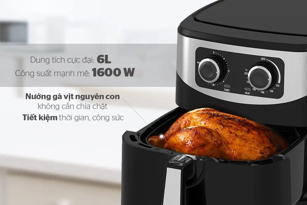 Nồi chiên không dầu SUNHOUSE SHD4062 - 1600W, 6 lít - Ảnh 5
